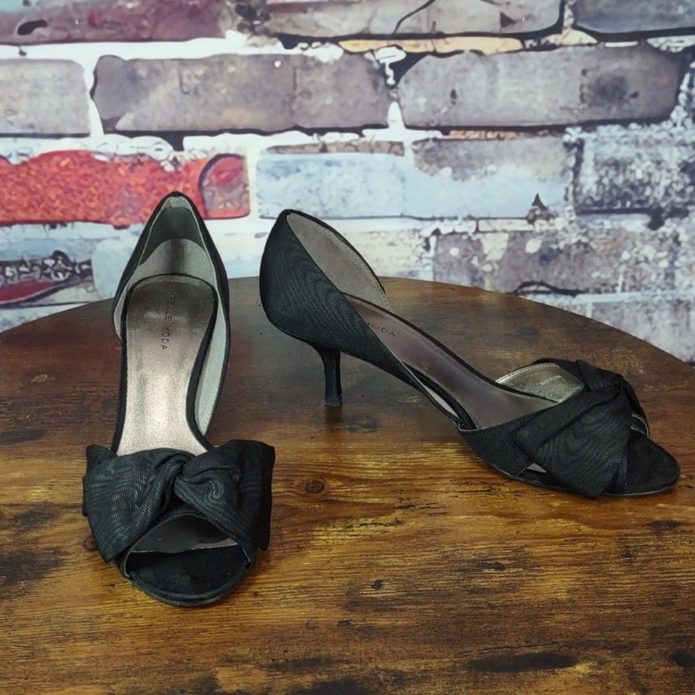 Pelle Moda Black Moire SILK d'Orsay heels. Nordstrom